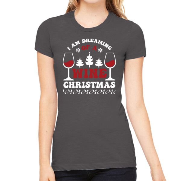 Wine Christmas - Women's Premium Cotton Slim Fit T-SHirt Thumbnail