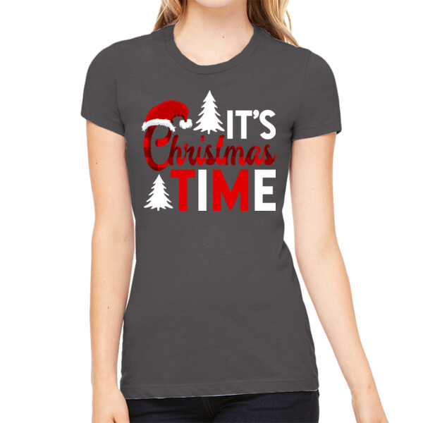 Its Christmas Time - Women's Premium Cotton Slim Fit T-SHirt Thumbnail