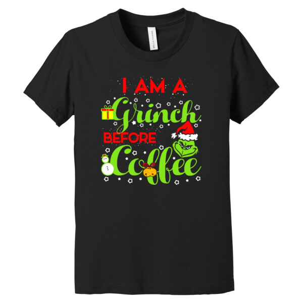 Grinch Before Coffee - Youth Premium Cotton T-Shirt Thumbnail