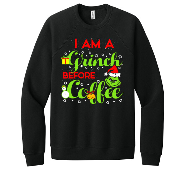Grinch Before Coffee - Unisex Premium Fleece Crew Sweatshirt Thumbnail
