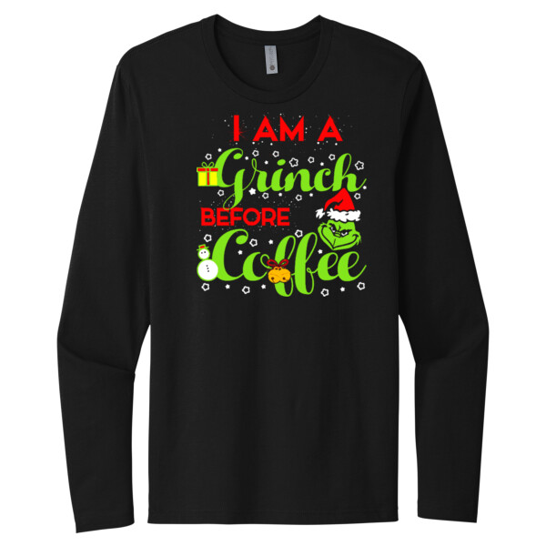 Grinch Before Coffee - Unisex Premium Cotton Long Sleeve T-Shirt Thumbnail