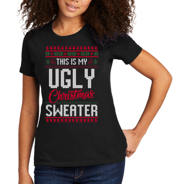Ugly Christmas Sweater - Women's Premium Cotton T-Shirt Thumbnail