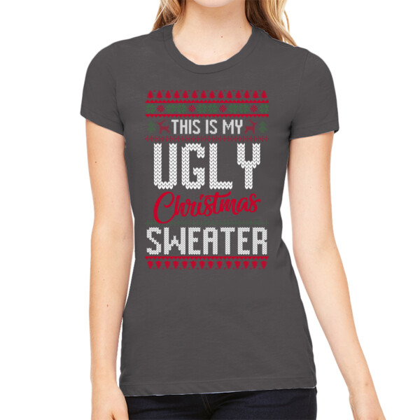 Ugly Christmas Sweater - Women's Premium Cotton Slim Fit T-SHirt Thumbnail