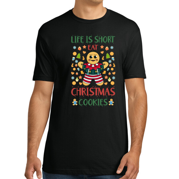 Eat Christmas Cookies - Unisex Premium Cotton T-Shirt Thumbnail