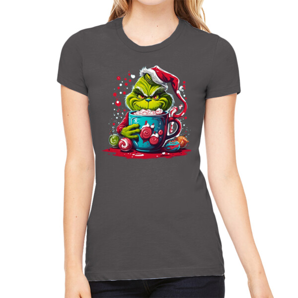 Grinch Christmas - Women's Premium Cotton Slim Fit T-SHirt Thumbnail