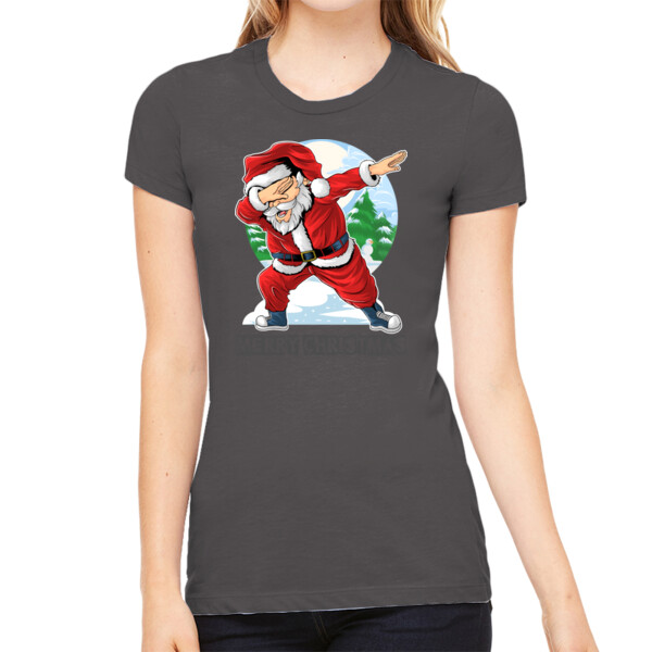 Dabbing Santa  - Women's Premium Cotton Slim Fit T-SHirt Thumbnail