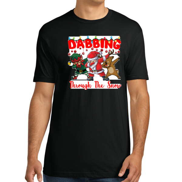 Dabbing Through The Snow - Unisex Premium Cotton T-Shirt Thumbnail