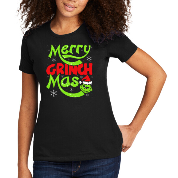 Merry Grinch Mas - Women's Premium Cotton T-Shirt Thumbnail