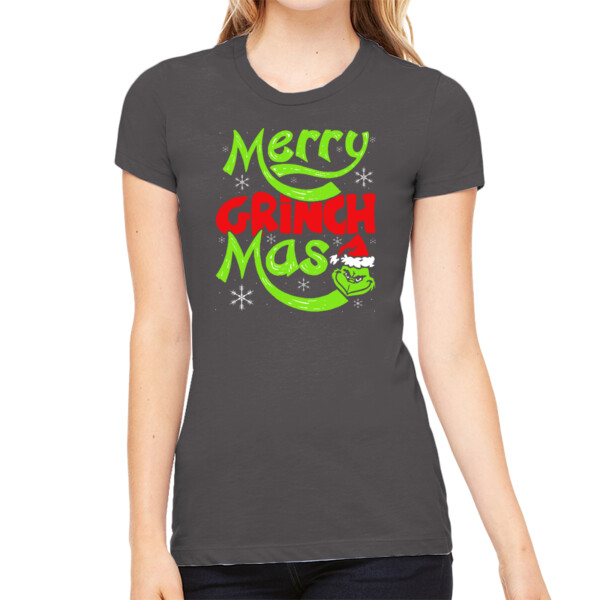 Merry Grinch Mas - Women's Premium Cotton Slim Fit T-SHirt Thumbnail