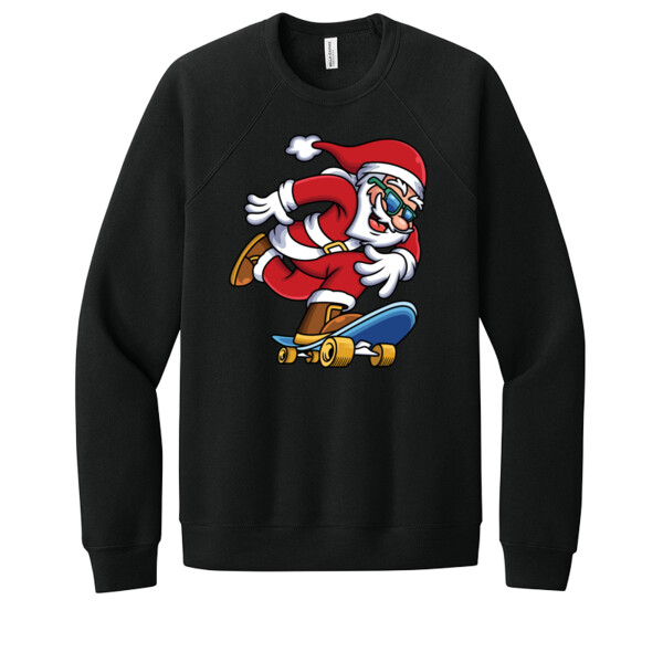 Skateboarding Santa - Unisex Premium Fleece Crew Sweatshirt Thumbnail