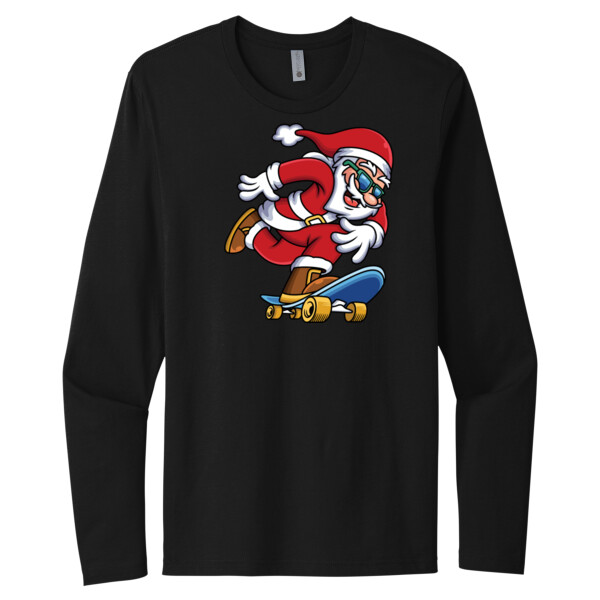 Skateboarding Santa - Unisex Premium Cotton Long Sleeve T-Shirt Thumbnail