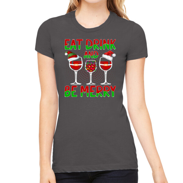 Eat Drink and Be Merry - Women's Premium Cotton Slim Fit T-Shirt Thumbnail